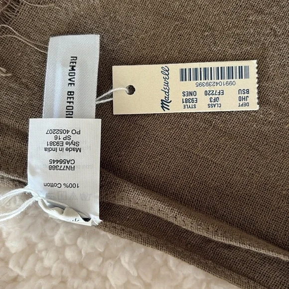 Madewell Olive, orange , navy wrap, scarf NWT - Picture 4 of 8